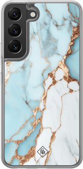 Casimoda Samsung Galaxy S22 hybride hoesje - Marmer lichtblauw