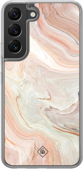 Casimoda Samsung Galaxy S22 hybride hoesje - Marmer waves Bruin/beige