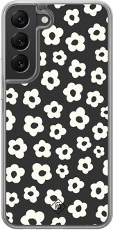 Casimoda Samsung Galaxy S22 hybride hoesje - Retro bloempjes Zwart