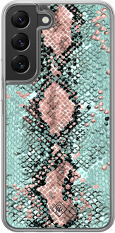 Casimoda Samsung Galaxy S22 hybride hoesje - Snake pastel Groen