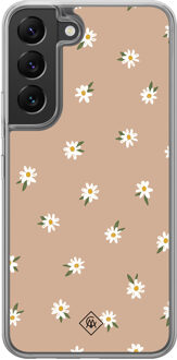 Casimoda Samsung Galaxy S22 hybride hoesje - Sweet daisies Bruin/beige