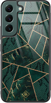 Casimoda Samsung Galaxy S22 Plus glazen hardcase - Abstract groen