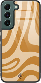Casimoda Samsung Galaxy S22 Plus glazen hardcase - Abstract swirl geel