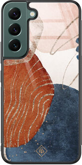 Casimoda Samsung Galaxy S22 Plus glazen hardcase - Abstract terracotta Multi