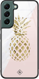 Casimoda Samsung Galaxy S22 Plus glazen hardcase - Ananas Roze
