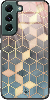 Casimoda Samsung Galaxy S22 Plus glazen hardcase - Cubes art Multi