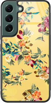 Casimoda Samsung Galaxy S22 Plus glazen hardcase - Florals for days Geel