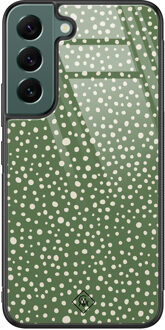Casimoda Samsung Galaxy S22 Plus glazen hardcase - Green dots Groen