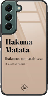 Casimoda Samsung Galaxy S22 Plus glazen hardcase - Hakuna Matata Bruin/beige