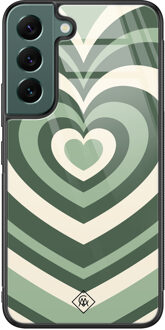 Casimoda Samsung Galaxy S22 Plus glazen hardcase - Hart swirl groen