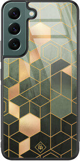 Casimoda Samsung Galaxy S22 Plus glazen hardcase - Kubus groen