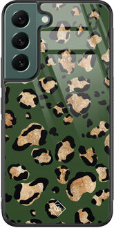 Casimoda Samsung Galaxy S22 Plus glazen hardcase - Luipaard groen