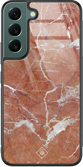 Casimoda Samsung Galaxy S22 Plus glazen hardcase - Marble sunkissed Rood