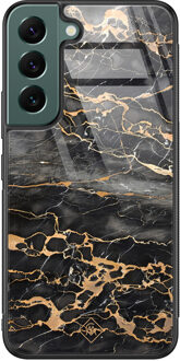 Casimoda Samsung Galaxy S22 Plus glazen hardcase - Marmer grijs brons Grijs/zilverkleurig