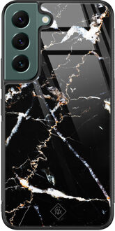Casimoda Samsung Galaxy S22 Plus glazen hardcase - Marmer zwart