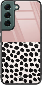 Casimoda Samsung Galaxy S22 Plus glazen hardcase - Pink dots Roze