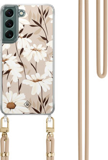 Casimoda Samsung Galaxy S22 Plus hoesje met beige koord - In bloom Bruin/beige