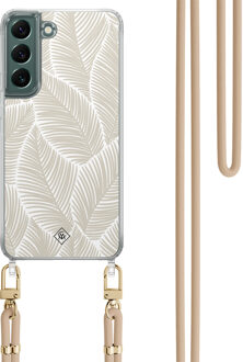 Casimoda Samsung Galaxy S22 Plus hoesje met beige koord - Palm leaves beige Bruin/beige