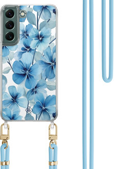 Casimoda Samsung Galaxy S22 Plus hoesje met blauw koord - Indigo gardens