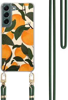 Casimoda Samsung Galaxy S22 Plus hoesje met groen koord - Orange garden Multi