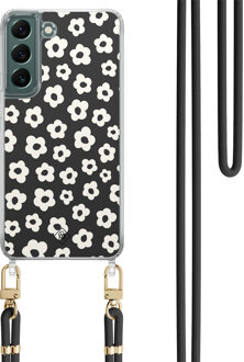 Casimoda Samsung Galaxy S22 Plus hoesje met zwart koord - Retro bloempjes