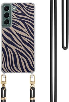 Casimoda Samsung Galaxy S22 Plus hoesje met zwart koord - Wavy twist Blauw