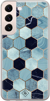 Casimoda Samsung Galaxy S22 Plus siliconen hoesje - Blue cubes Blauw