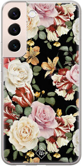 Casimoda Samsung Galaxy S22 Plus siliconen hoesje - Flowerpower Zwart, Multi