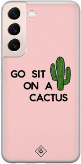 Casimoda Samsung Galaxy S22 Plus siliconen hoesje - Go sit on a cactus Roze