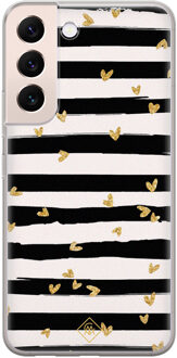 Casimoda Samsung Galaxy S22 Plus siliconen hoesje - Hart streepjes Zwart, Goudkleurig