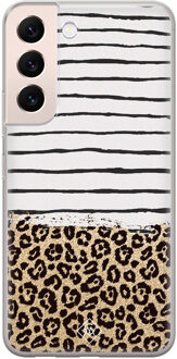 Casimoda Samsung Galaxy S22 Plus siliconen hoesje - Leopard lines Bruin/beige
