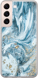 Casimoda Samsung Galaxy S22 Plus siliconen hoesje - Marble sea Blauw
