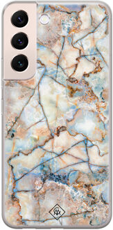 Casimoda Samsung Galaxy S22 Plus siliconen hoesje - Marmer bruin blauw Bruin/beige, Blauw
