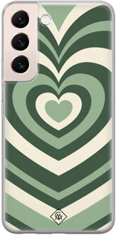 Casimoda Samsung Galaxy S22 Plus siliconen hoesje - Marmer hart swirl Groen