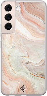 Casimoda Samsung Galaxy S22 Plus siliconen hoesje - Marmer waves Bruin/beige