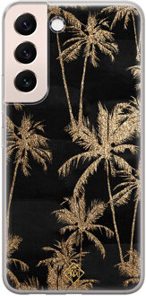 Casimoda Samsung Galaxy S22 Plus siliconen hoesje - Palmbomen Zwart, Goudkleurig