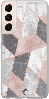 Casimoda Samsung Galaxy S22 Plus siliconen hoesje - Stone grid Roze