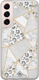 Casimoda Samsung Galaxy S22 Plus siliconen hoesje - Stone & leopard print Bruin/beige