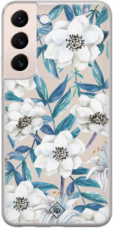 Casimoda Samsung Galaxy S22 Plus siliconen hoesje - Touch of flowers Blauw