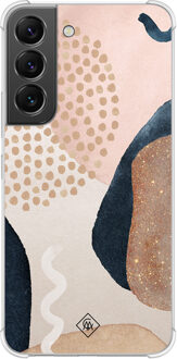 Casimoda Samsung Galaxy S22 shockproof hoesje - Abstract dots Bruin/beige