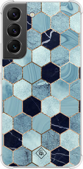 Casimoda Samsung Galaxy S22 shockproof hoesje - Blue cubes Blauw
