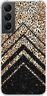 Casimoda Samsung Galaxy S22 shockproof hoesje - Chevron luipaard Bruin/beige