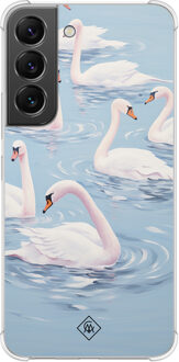 Casimoda Samsung Galaxy S22 shockproof hoesje - Flower touch Blauw