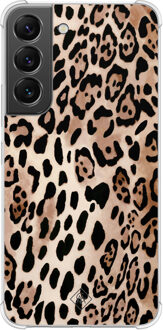 Casimoda Samsung Galaxy S22 shockproof hoesje - Golden wildcat Bruin/beige