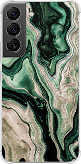 Casimoda Samsung Galaxy S22 shockproof hoesje - Green waves Groen