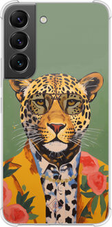 Casimoda Samsung Galaxy S22 shockproof hoesje - Luipaard hipster Groen