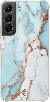 Casimoda Samsung Galaxy S22 shockproof hoesje - Marmer lichtblauw