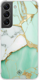 Casimoda Samsung Galaxy S22 shockproof hoesje - Marmer mintgroen