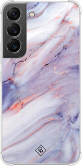 Casimoda Samsung Galaxy S22 shockproof hoesje - Marmer paars Roze