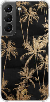Casimoda Samsung Galaxy S22 shockproof hoesje - Palmbomen Zwart, Goudkleurig